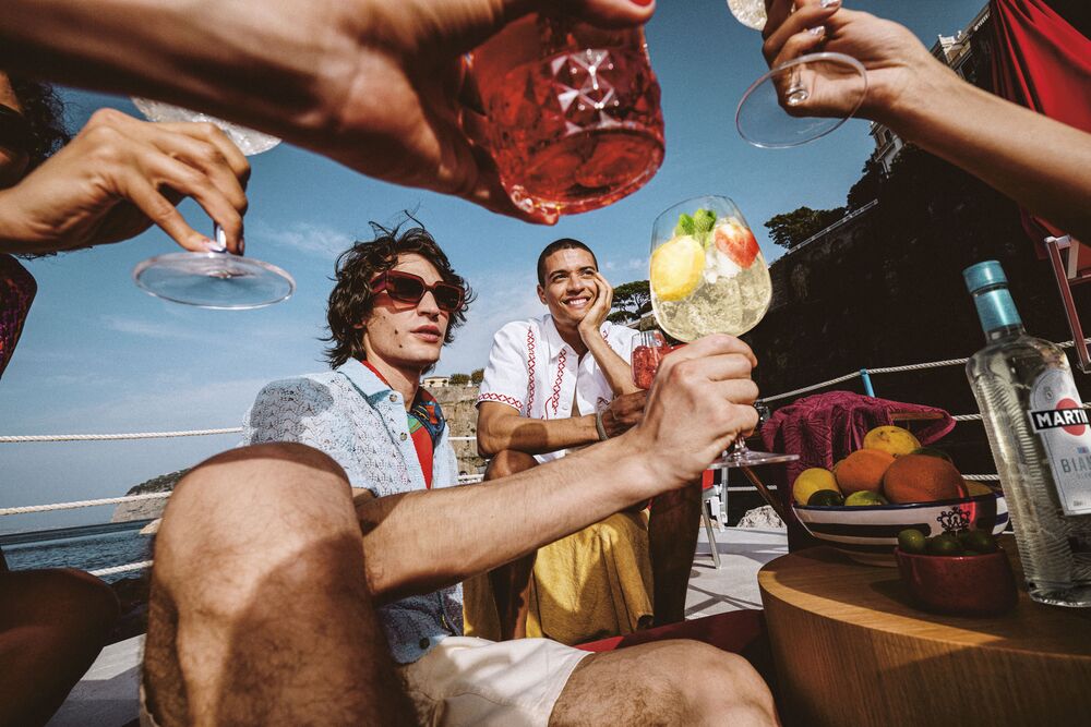 Group socialising in aperitivo.